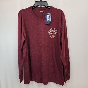 IZOD Size Large Men's Long-Sleeve Graphic Tshirt Burgundy NWT